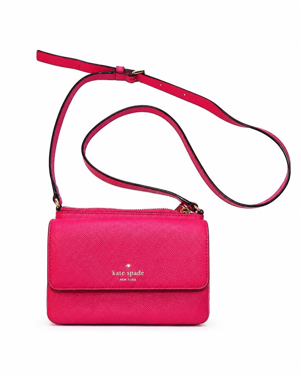 Kate Spade Red Leila Mini Crossbody Bag Pebbled Leather Flap Zip
